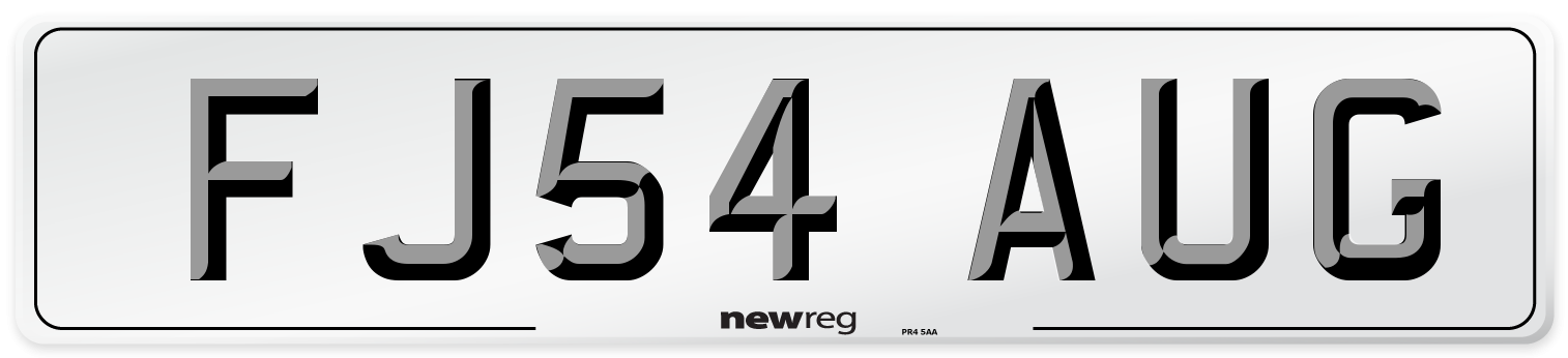 FJ54 AUG Number Plate from New Reg